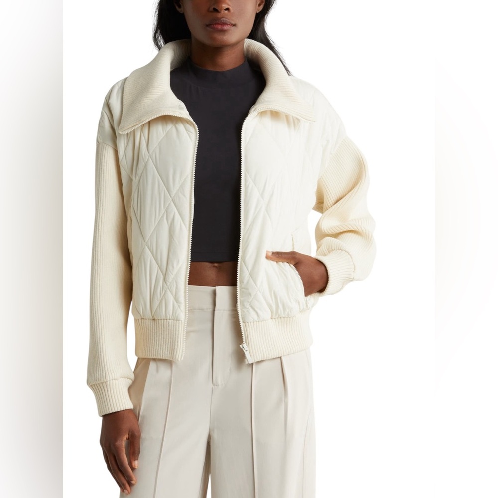 ZELLA Hybrid Zip Front Jacket In Ivory Egret Size M